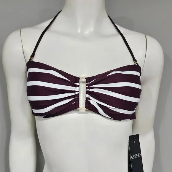 Lauren Ralph Lauren Striped Ring Bandeau Bikini Top - Picture 2 of 9